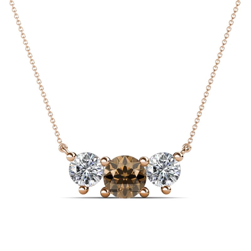 Raia Smoky Quartz and Diamond Three Stone Pendant 