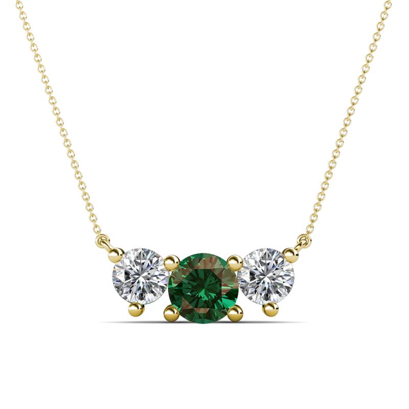 Raia Diamond and Lab Created Alexandrite Three Stone Pendant 