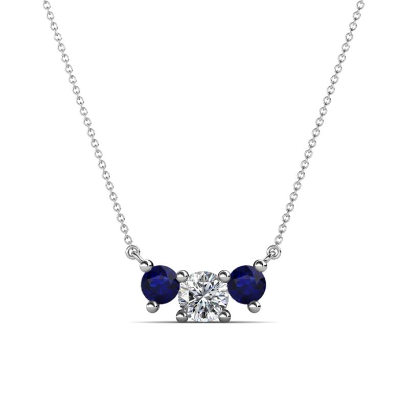 Raia Blue Sapphire and Diamond Three Stone Pendant 