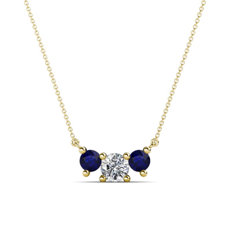 Raia Blue Sapphire and Diamond Three Stone Pendant 