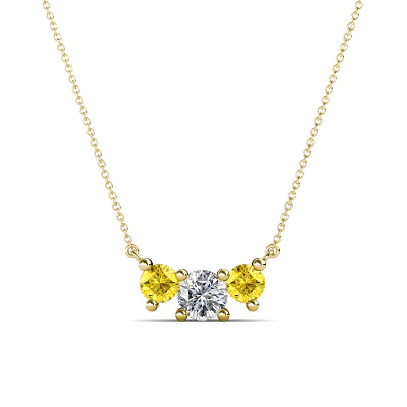 Raia Yellow Sapphire and Diamond Three Stone Pendant 