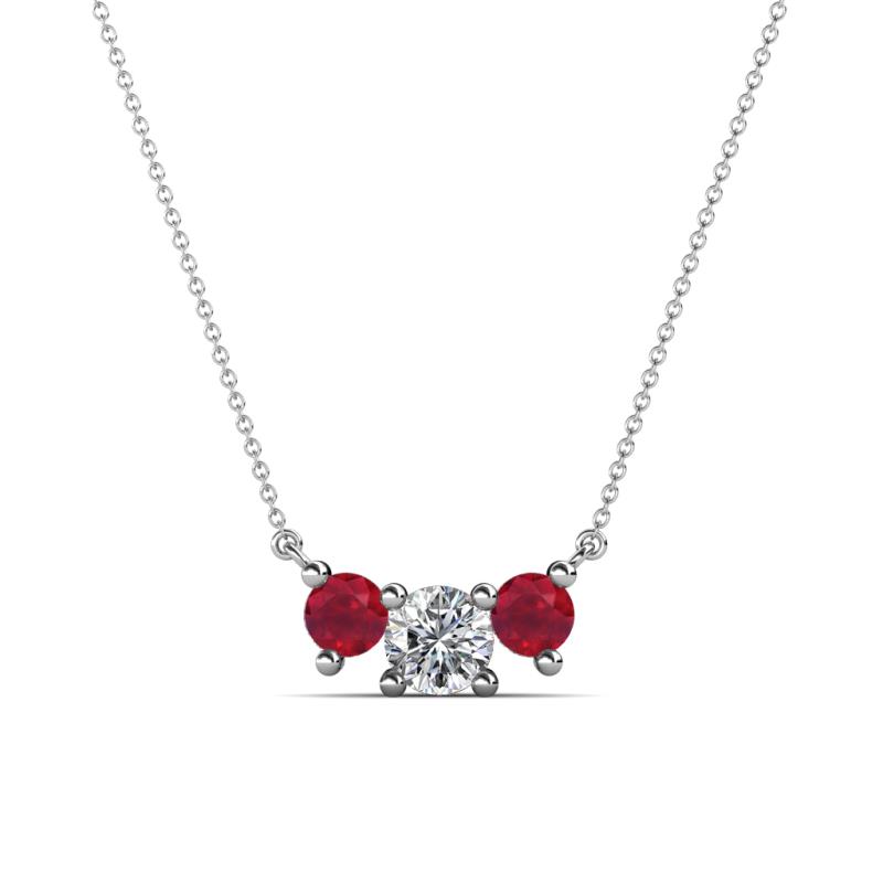 Raia Ruby and Diamond Three Stone Pendant 