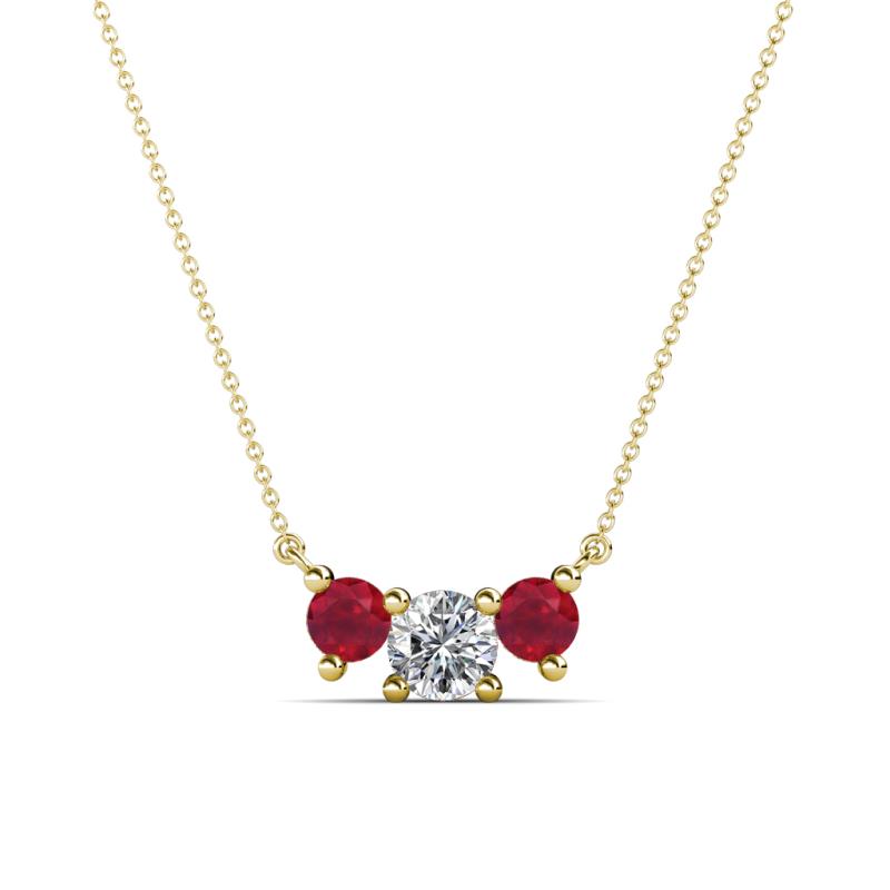 Raia Ruby and Diamond Three Stone Pendant 