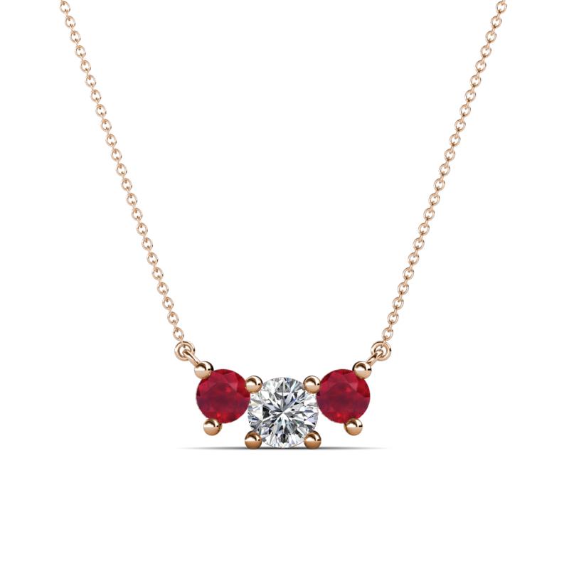 Raia Ruby and Diamond Three Stone Pendant 