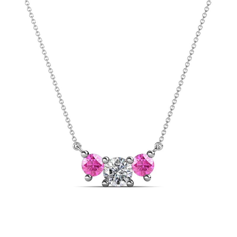 Raia Pink Sapphire and Diamond Three Stone Pendant 