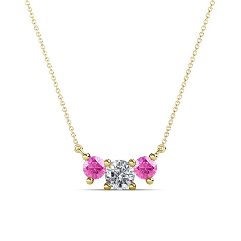 Raia Pink Sapphire and Diamond Three Stone Pendant 
