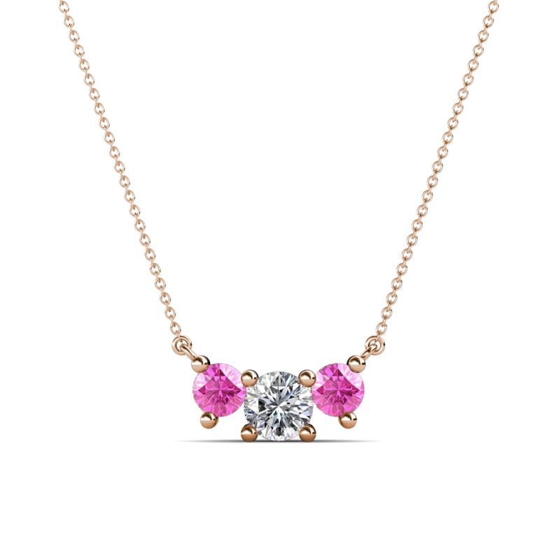 Raia Pink Sapphire and Diamond Three Stone Pendant 