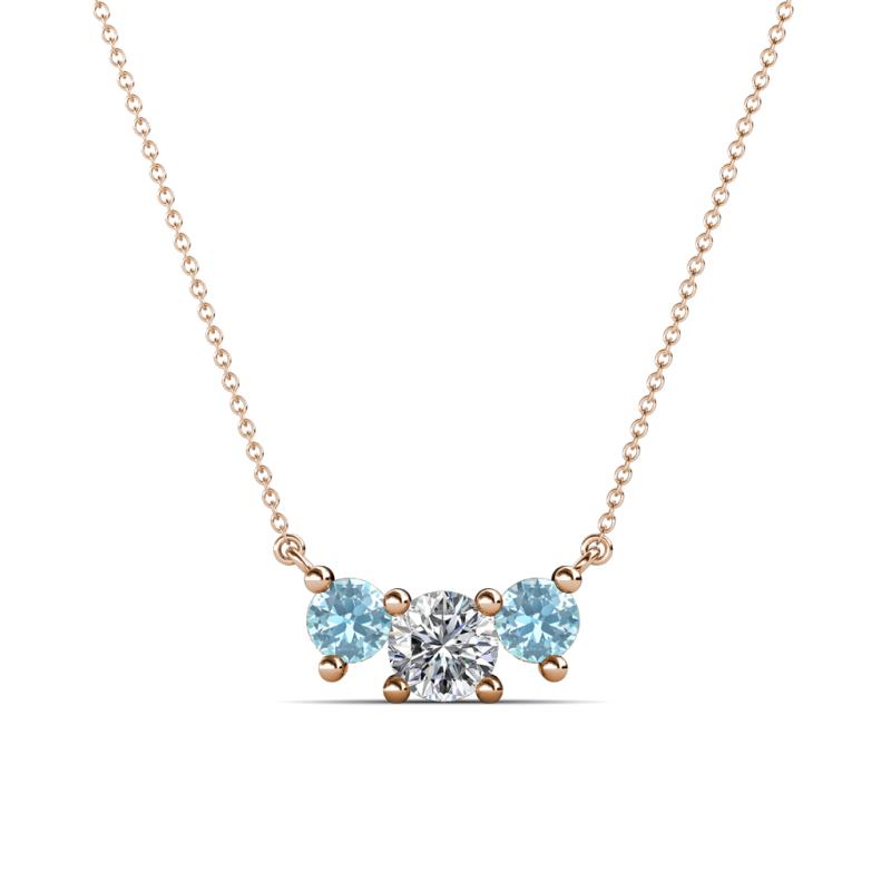 Raia Aquamarine and Diamond Three Stone Pendant 