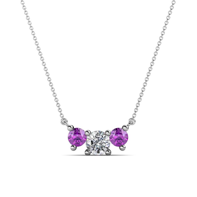 Raia Amethyst and Diamond Three Stone Pendant 