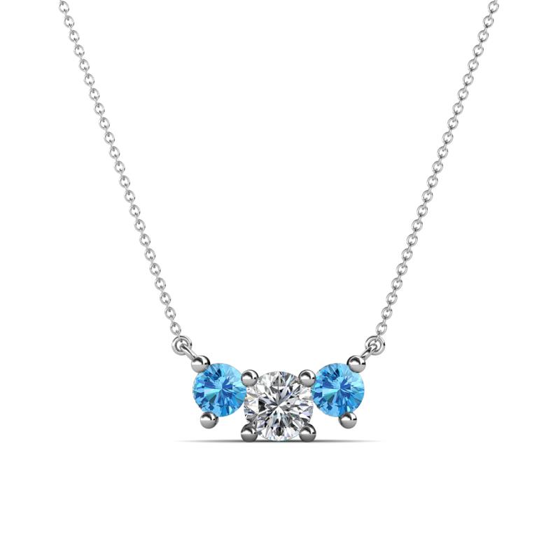 Raia Blue Topaz and Diamond Three Stone Pendant 