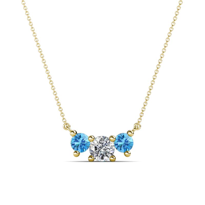 Raia Blue Topaz and Diamond Three Stone Pendant 