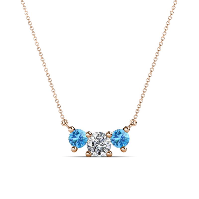 Raia Blue Topaz and Diamond Three Stone Pendant 