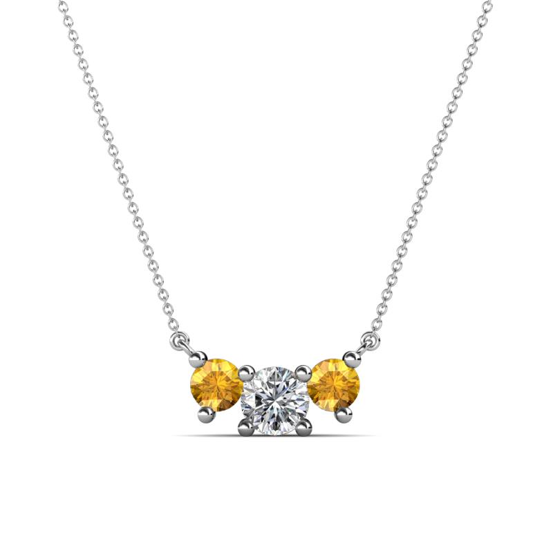 Raia Citrine and Diamond Three Stone Pendant 