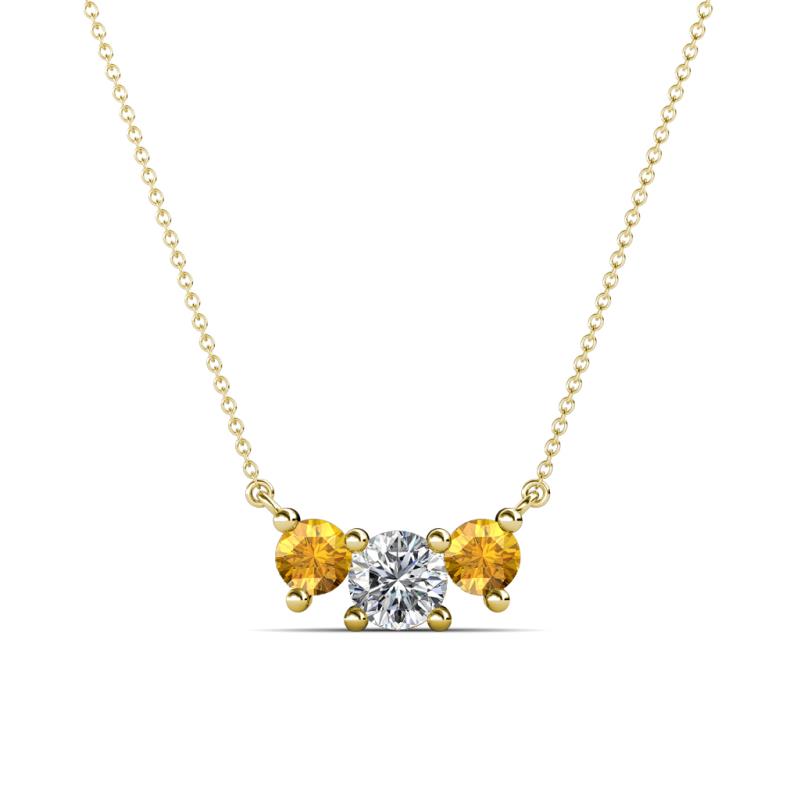 Raia Citrine and Diamond Three Stone Pendant 