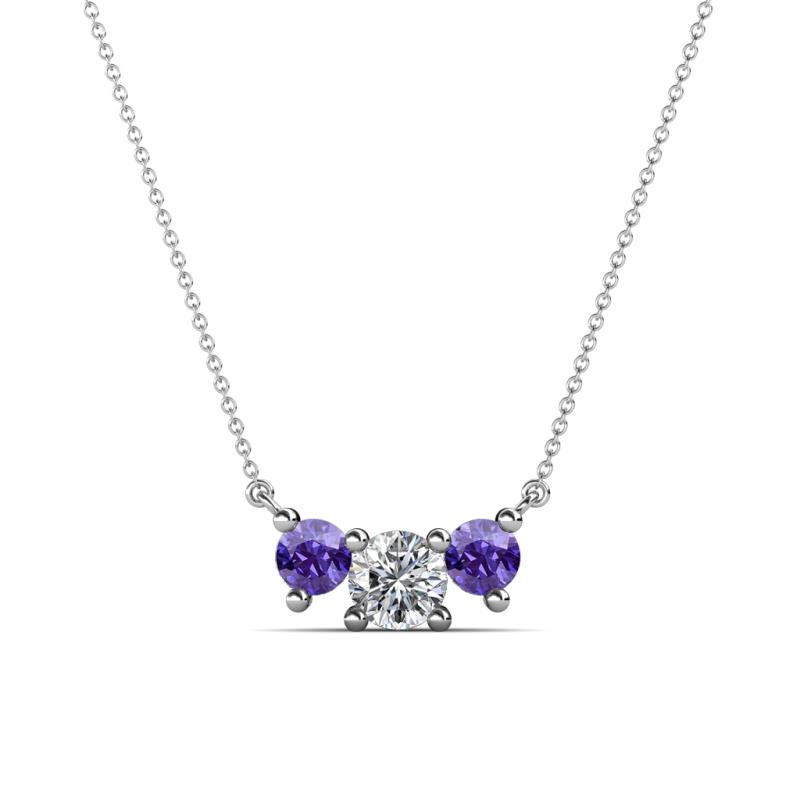 Raia Iolite and Diamond Three Stone Pendant 