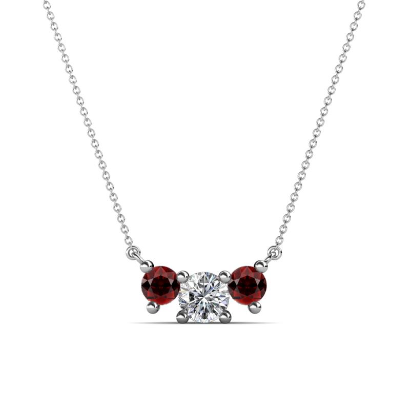 Raia Red Garnet and Diamond Three Stone Pendant 