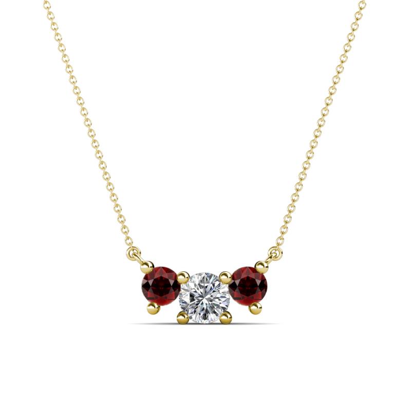 Raia Red Garnet and Diamond Three Stone Pendant 