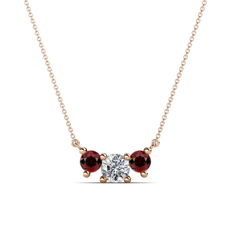 Raia Red Garnet and Diamond Three Stone Pendant 