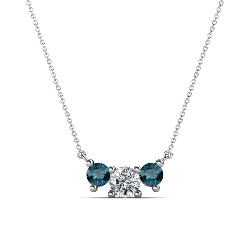 Raia Blue and White Diamond Three Stone Pendant 