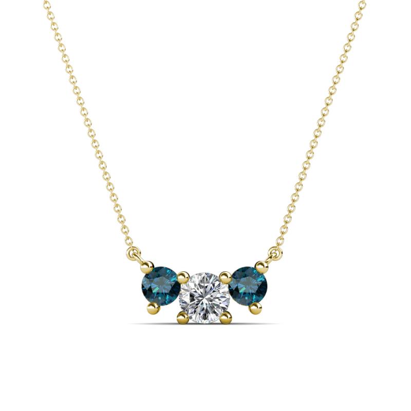 Raia Blue and White Diamond Three Stone Pendant 