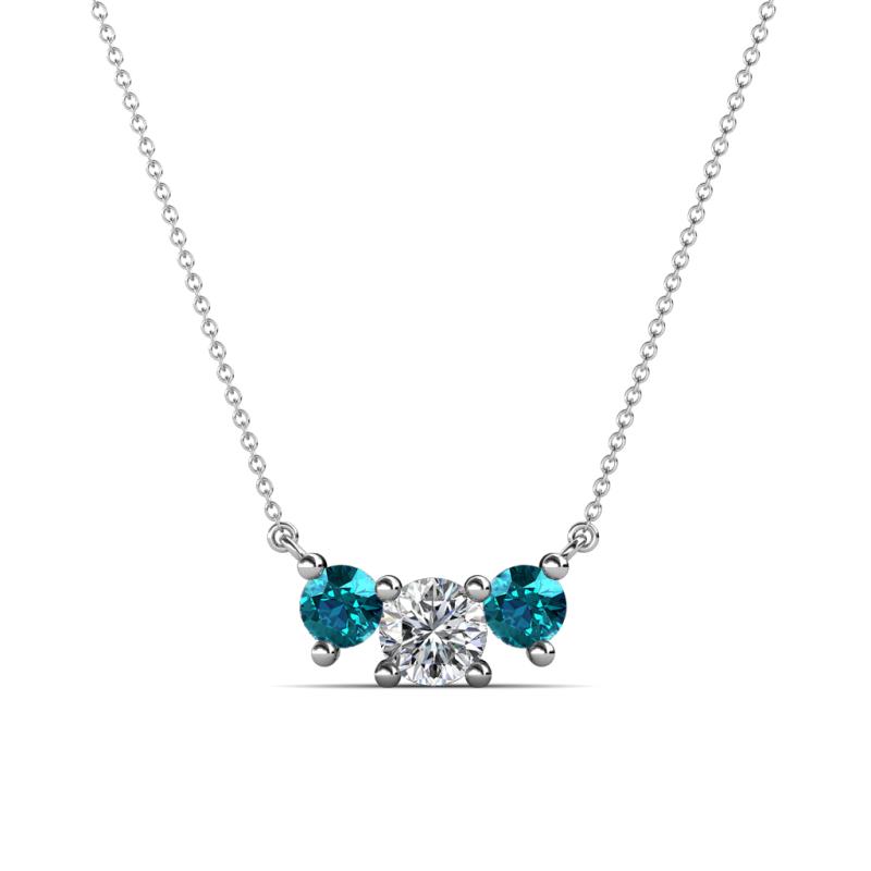 Raia London Blue Topaz and Diamond Three Stone Pendant 