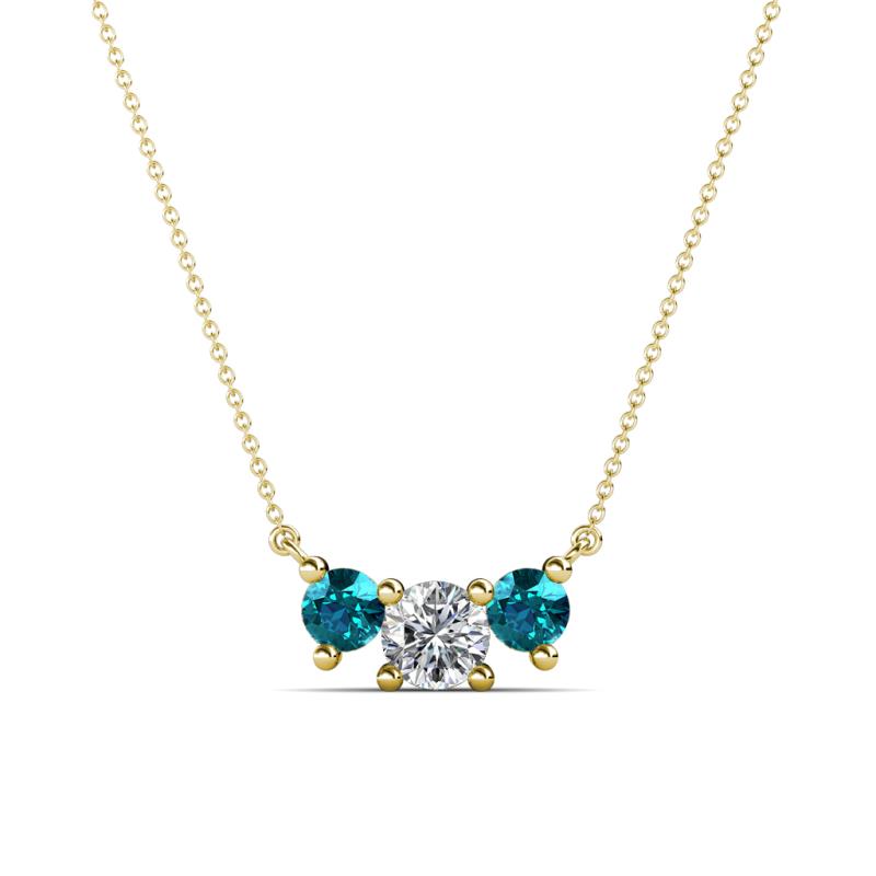 Raia London Blue Topaz and Diamond Three Stone Pendant 