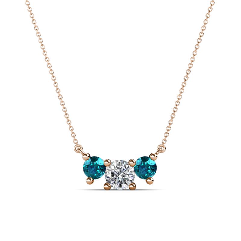 Raia London Blue Topaz and Diamond Three Stone Pendant 