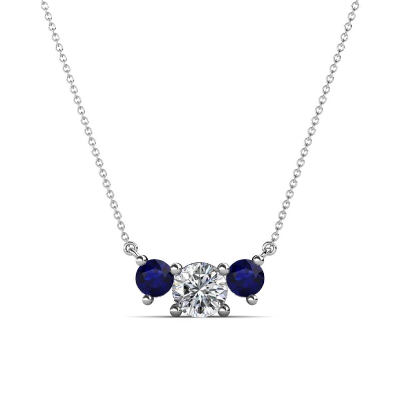 Raia Blue Sapphire and Diamond Three Stone Pendant 