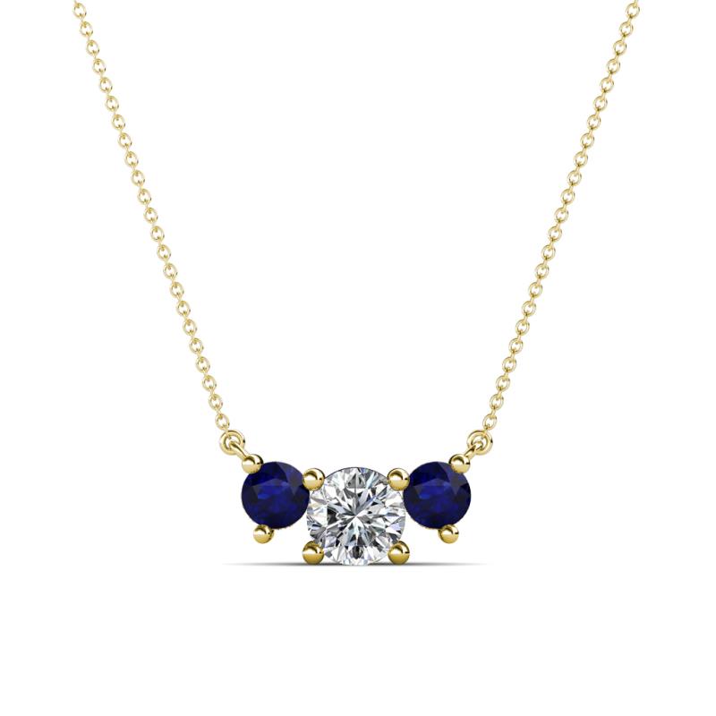 Raia Blue Sapphire and Diamond Three Stone Pendant 