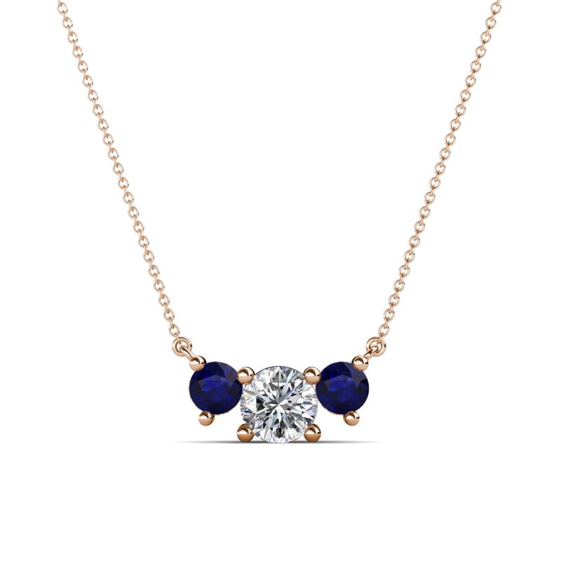 Raia Blue Sapphire and Diamond Three Stone Pendant 