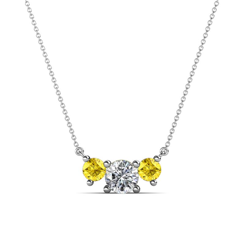 Raia Yellow Sapphire and Diamond Three Stone Pendant 
