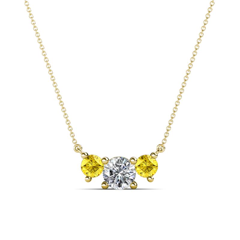 Raia Yellow Sapphire and Diamond Three Stone Pendant 