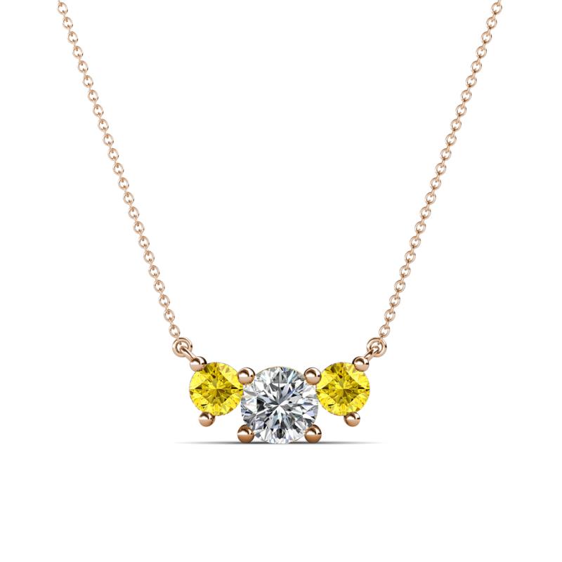Raia Yellow Sapphire and Diamond Three Stone Pendant 