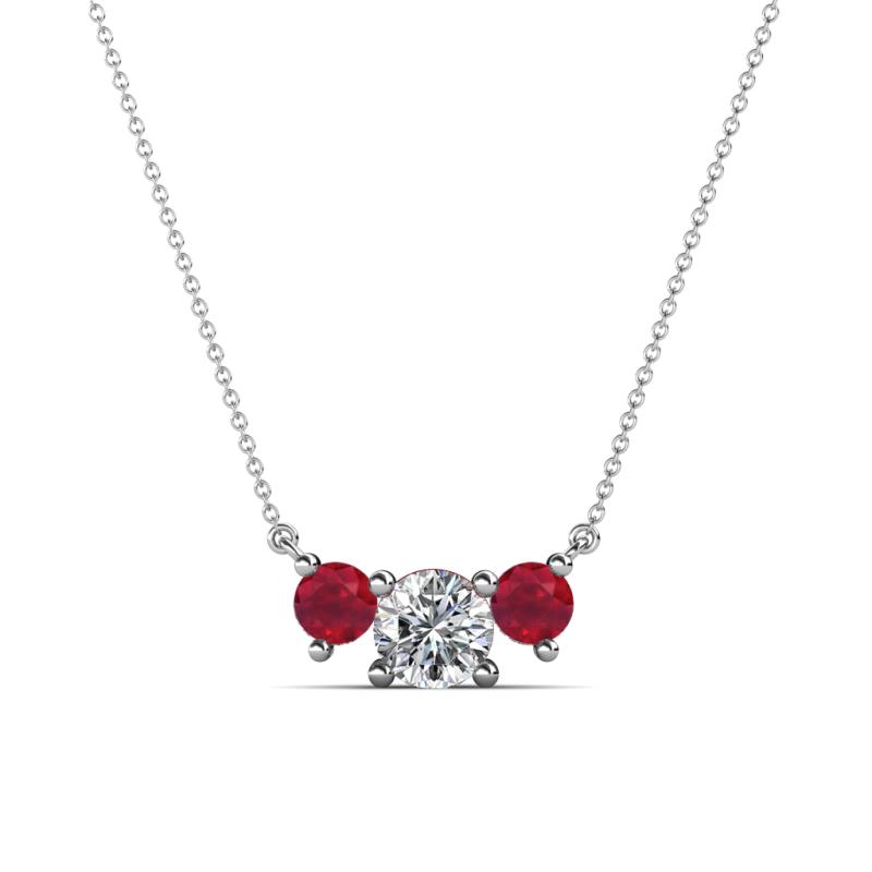 Raia Ruby and Diamond Three Stone Pendant 