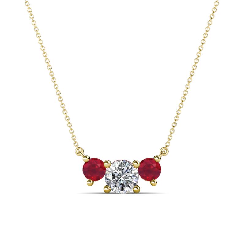 Raia Ruby and Diamond Three Stone Pendant 