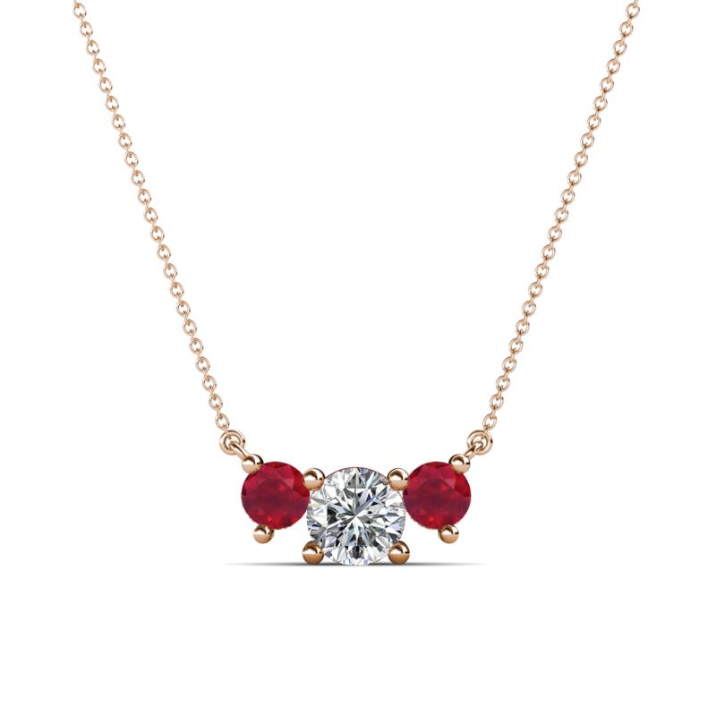 Raia Ruby and Diamond Three Stone Pendant 
