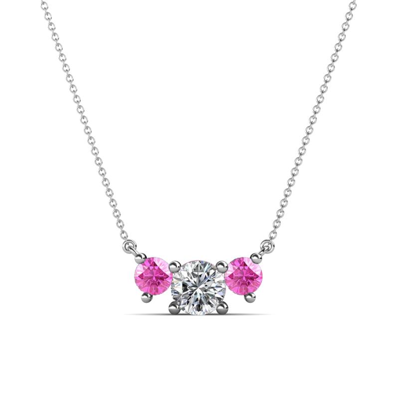 Raia Pink Sapphire and Diamond Three Stone Pendant 
