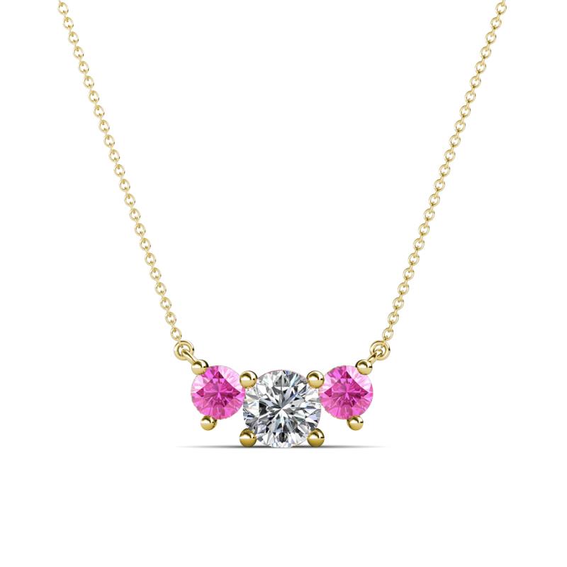 Raia Pink Sapphire and Diamond Three Stone Pendant 