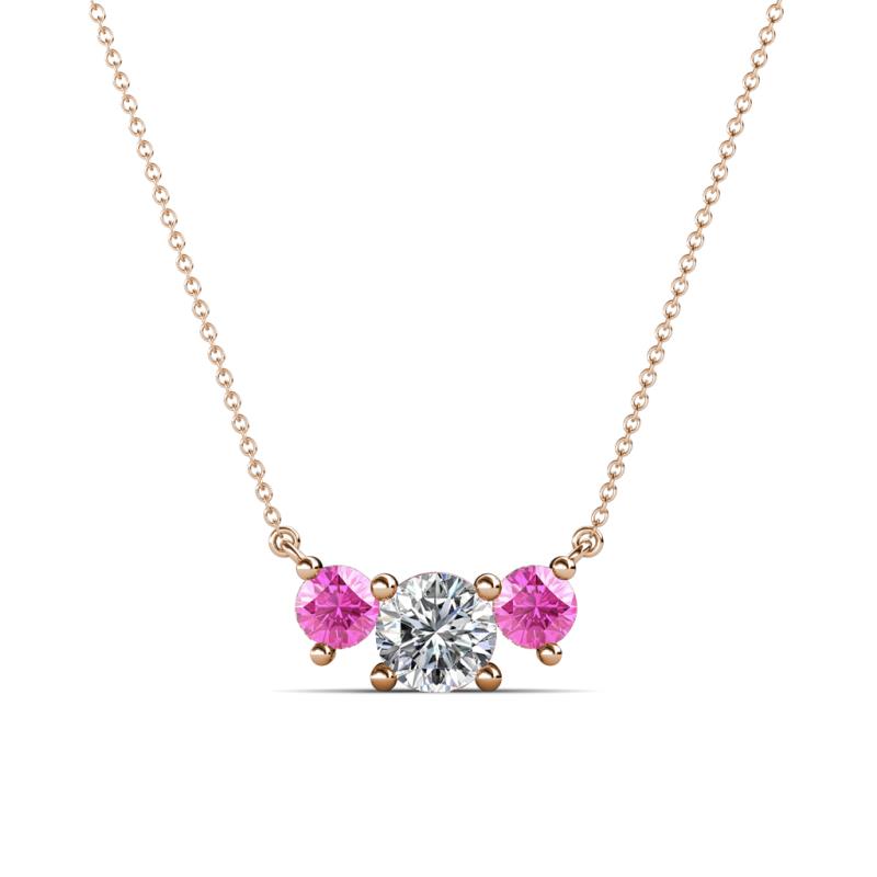 Raia Pink Sapphire and Diamond Three Stone Pendant 