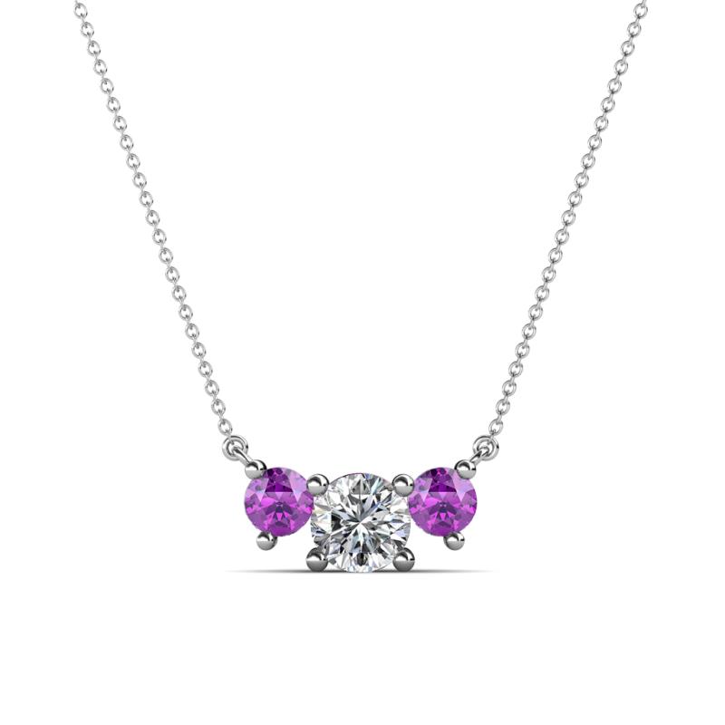 Raia Amethyst and Diamond Three Stone Pendant 