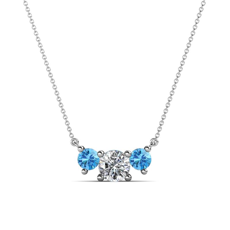 Raia Blue Topaz and Diamond Three Stone Pendant 