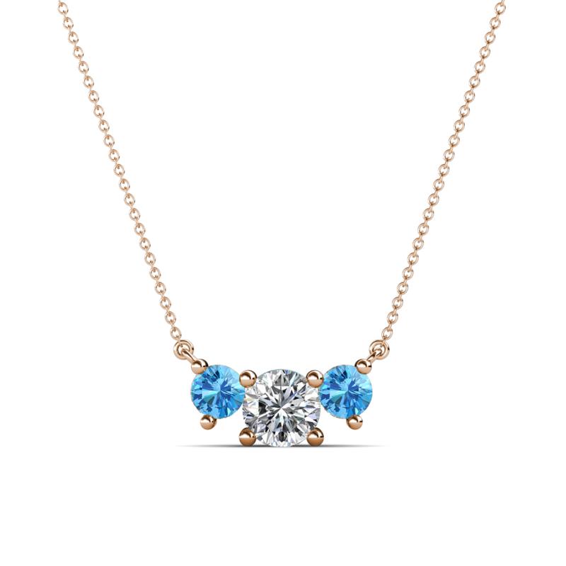 Raia Blue Topaz and Diamond Three Stone Pendant 