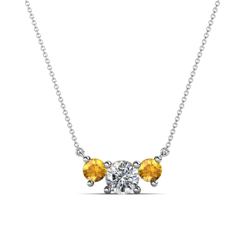 Raia Citrine and Diamond Three Stone Pendant 