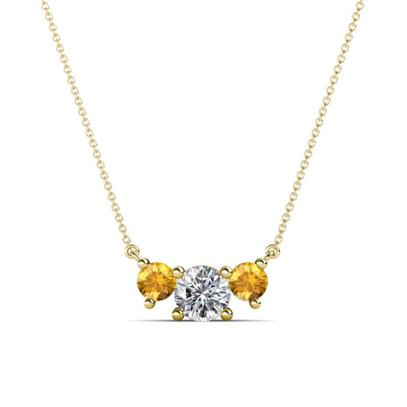 Raia Citrine and Diamond Three Stone Pendant 