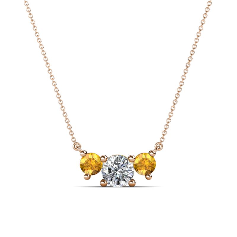Raia Citrine and Diamond Three Stone Pendant 