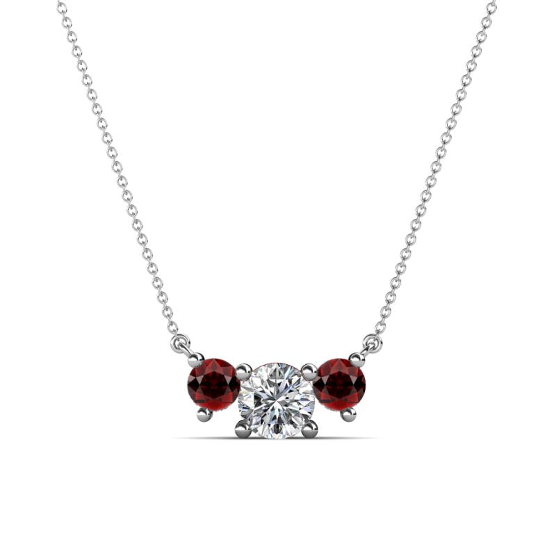 Raia Red Garnet and Diamond Three Stone Pendant 