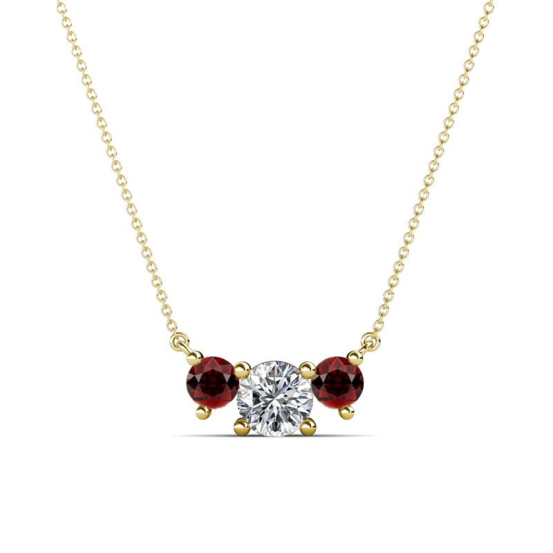 Raia Red Garnet and Diamond Three Stone Pendant 