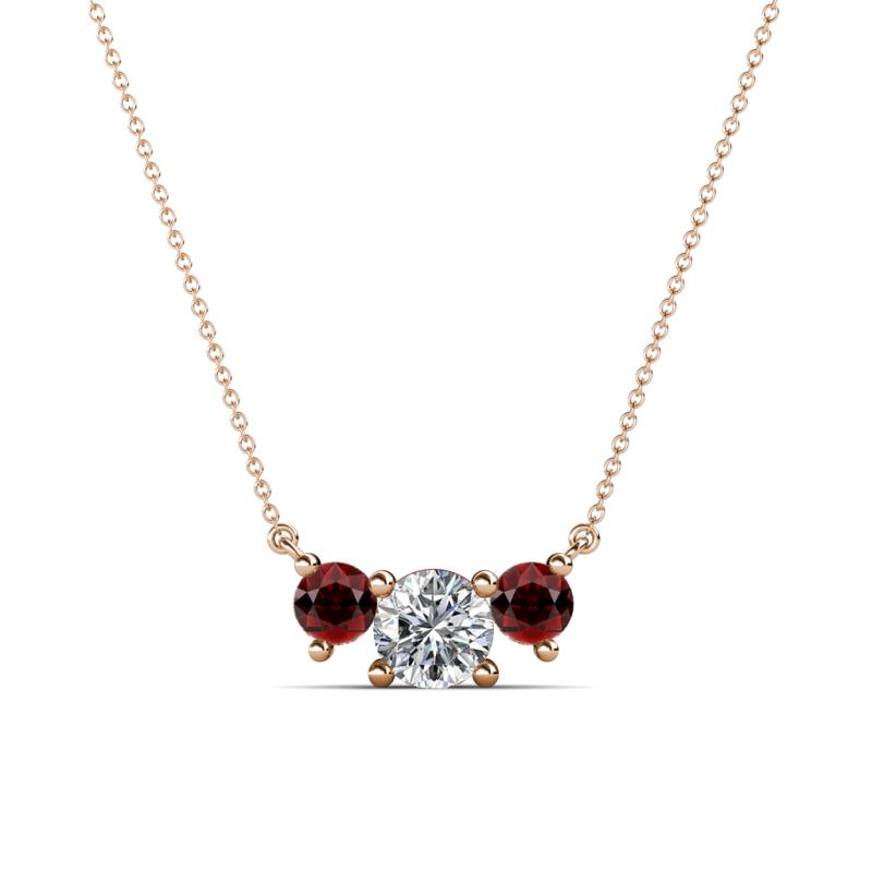 Raia Red Garnet and Diamond Three Stone Pendant 
