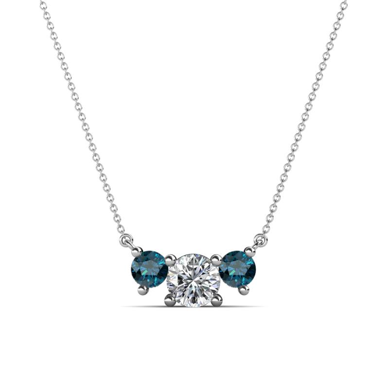 Raia Blue and White Diamond Three Stone Pendant 
