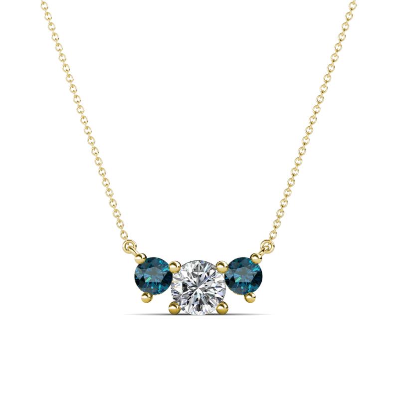 Raia Blue and White Diamond Three Stone Pendant 